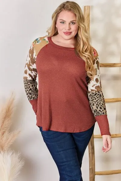 Leopard Waffle-Knit Top