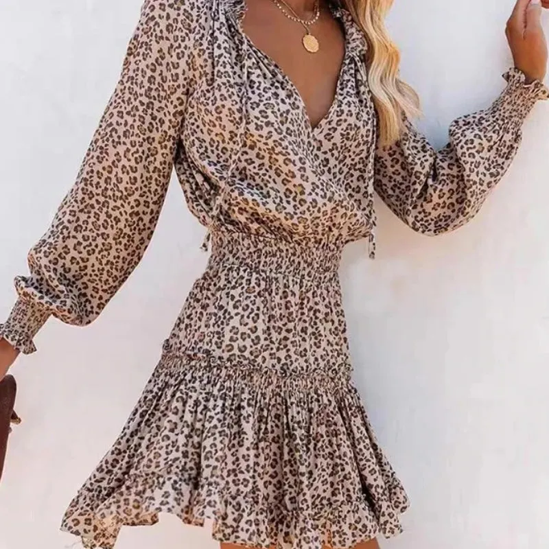 Light and Wild Leopard Print Elastic Summer Mini Dresses