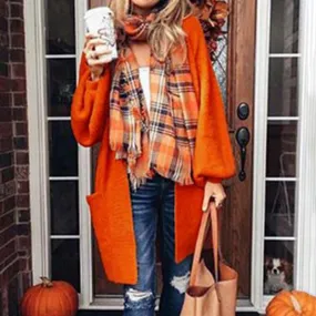 Loose Balloon Sleeve Long Sweater Cardigan
