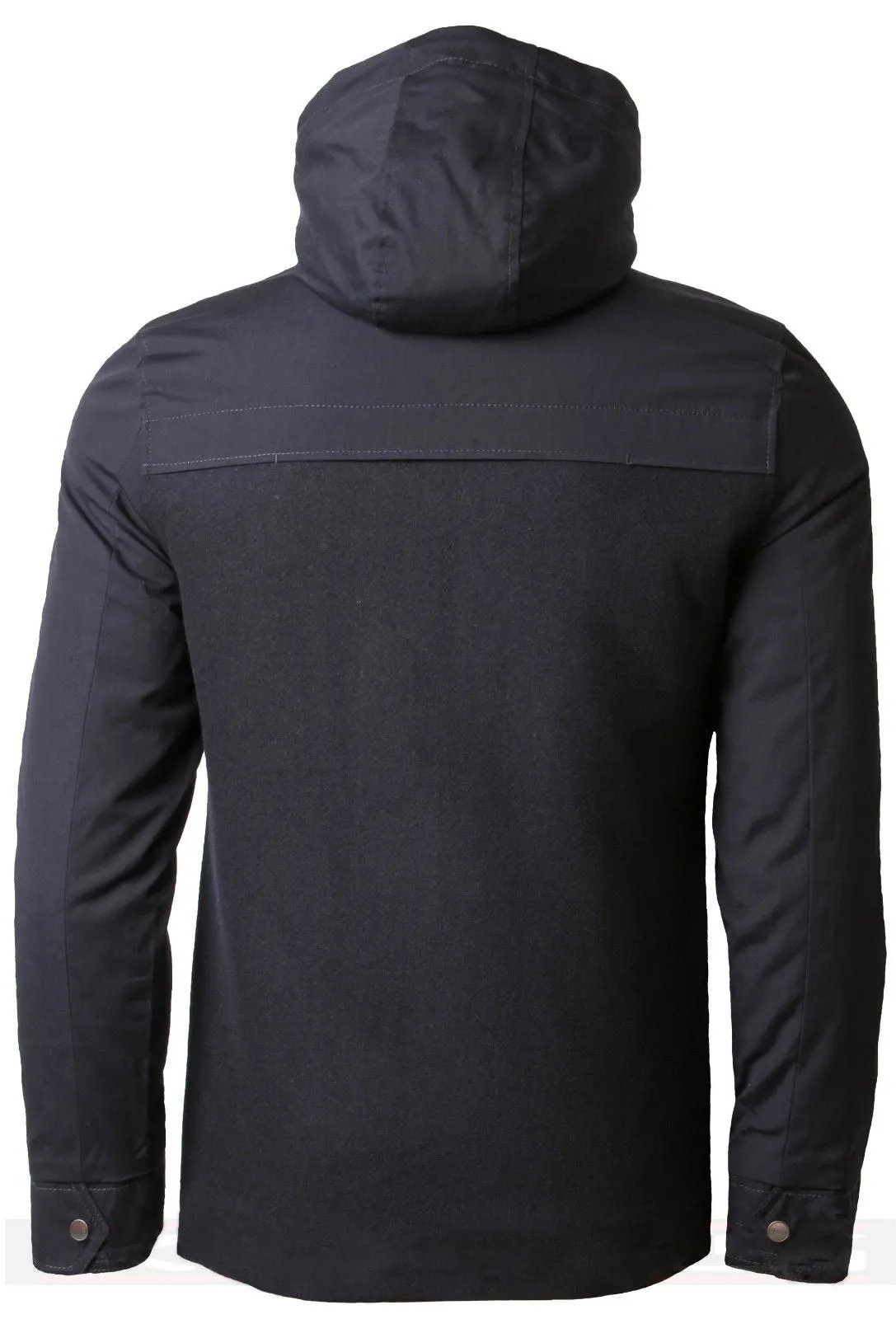 Men's sherpa lined wool mix duffle navy coat - Dissident