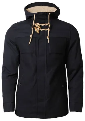 Men's sherpa lined wool mix duffle navy coat - Dissident