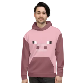 Minecraft Pig Face Adult Pullover Hoodie
