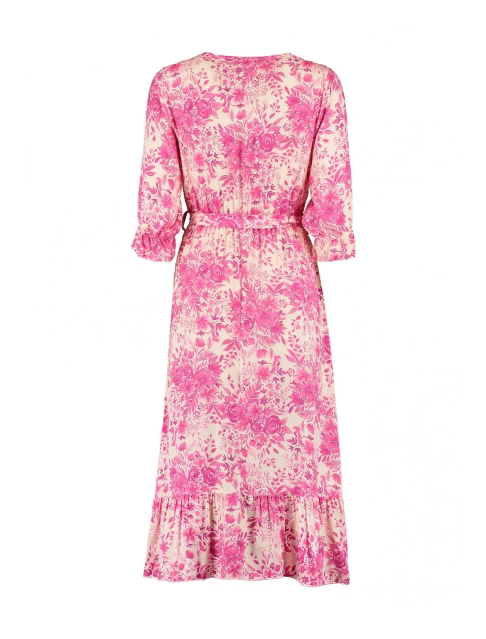 Mira Pink Wrap Midi Dress