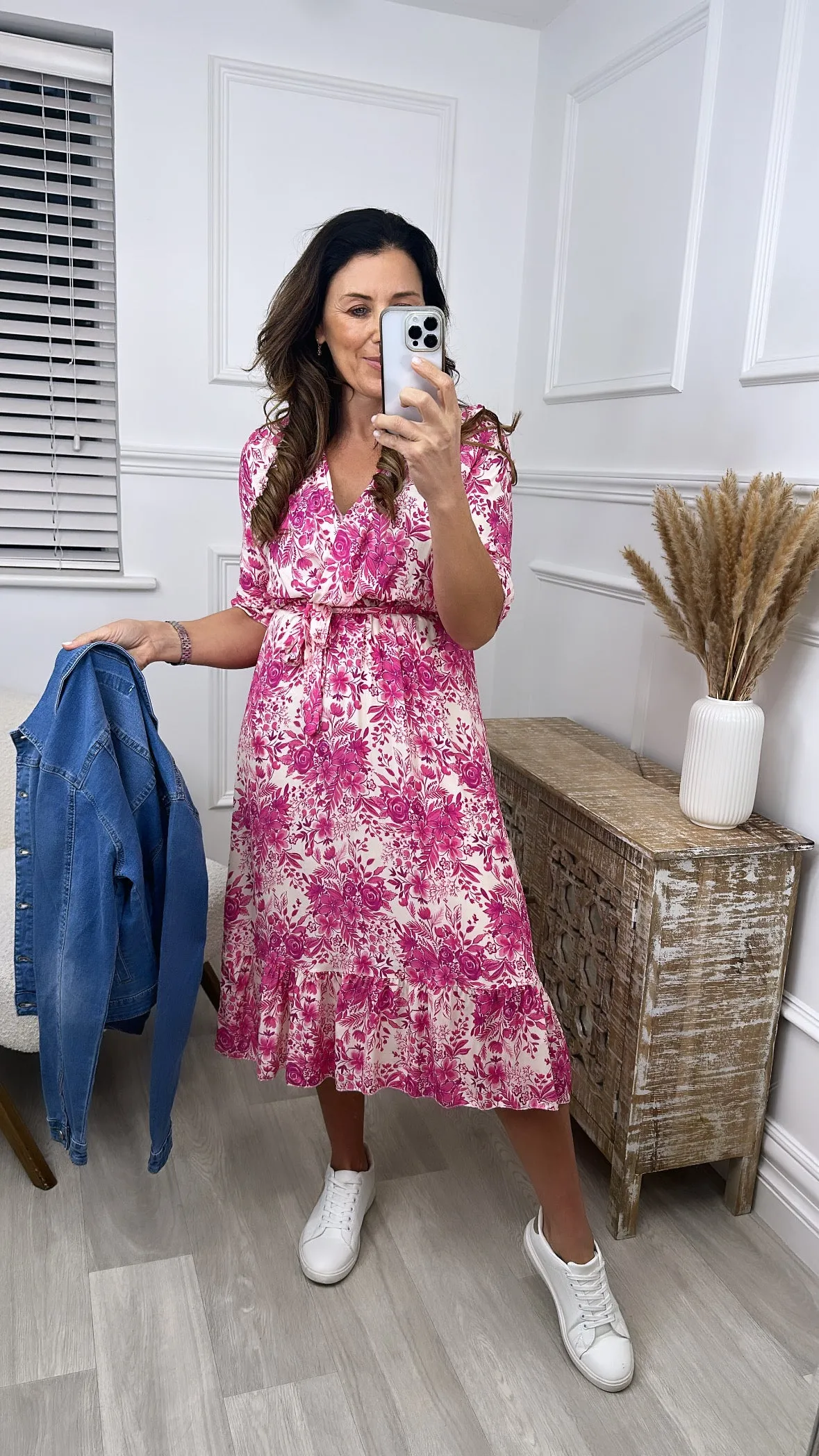 Mira Pink Wrap Midi Dress