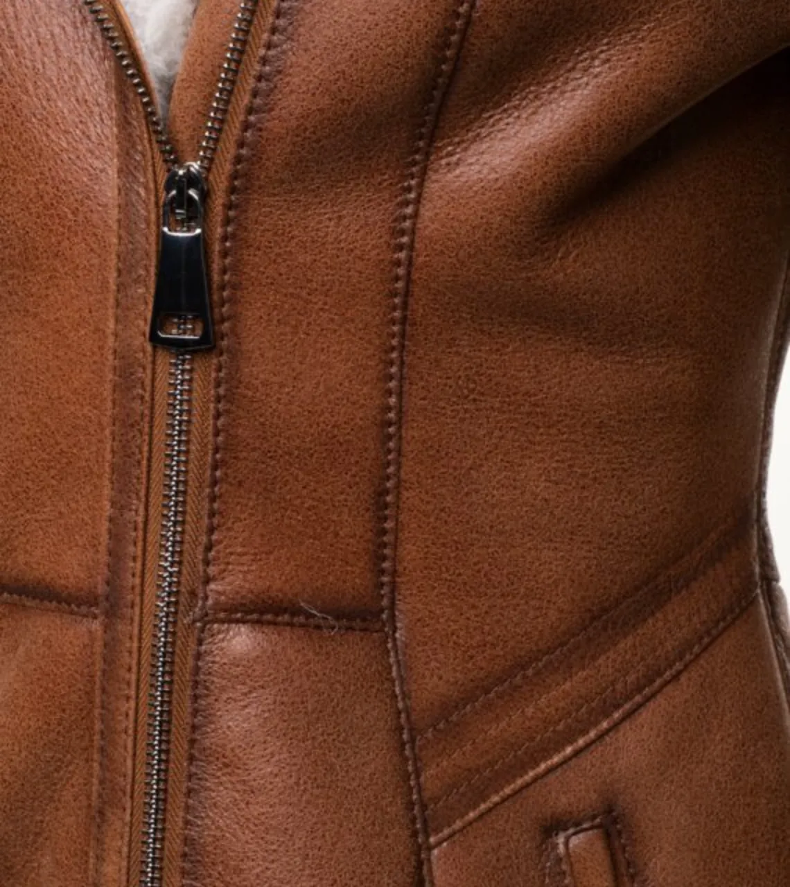 Myrtle Women's Tan Brown Hooded Shearling Leather Coat