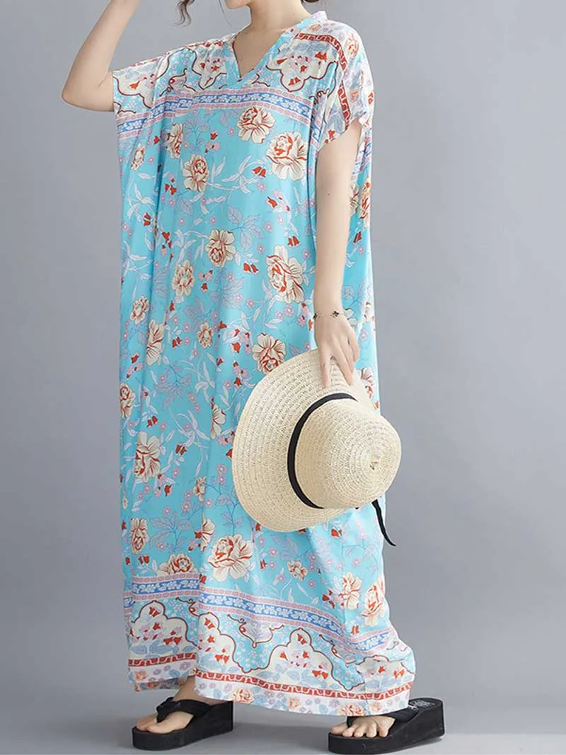 Never Look Back Floral Printed Kaftan Dress