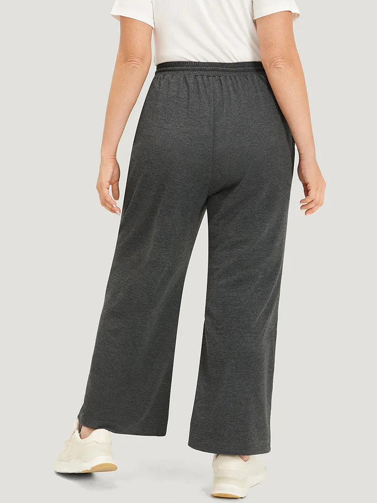 Number Print Drawstring Pocket Elastic Waist Sweatpants