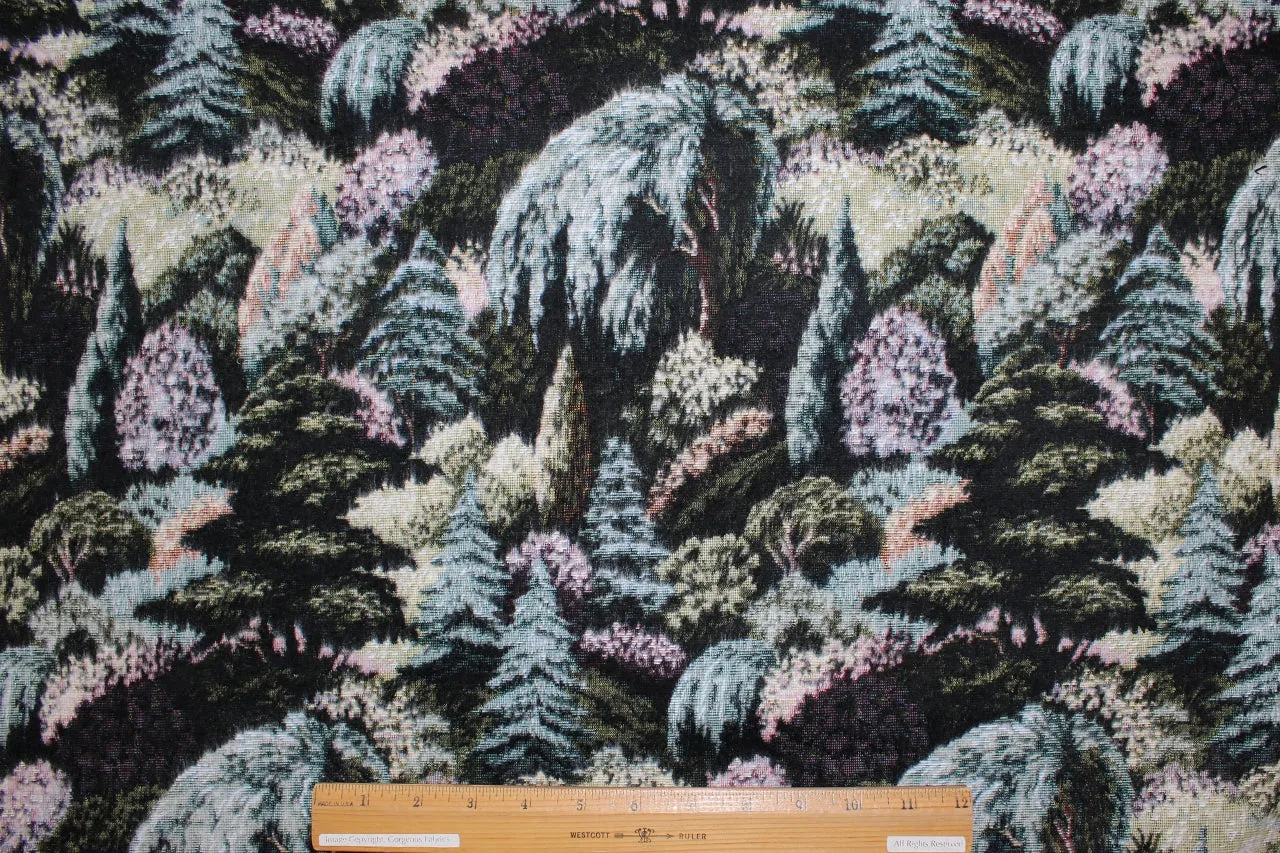 Pastoral Fantasia Chenille Coating - Pastels on Black