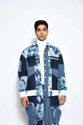Patchwork Denim Bomber Jacket and Jeans Set