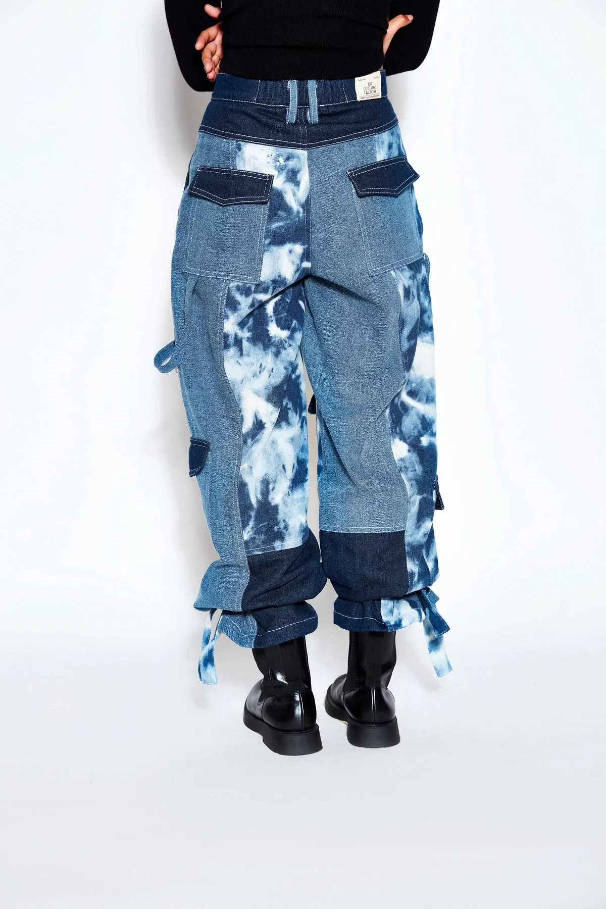 Patchwork Denim Cargo Pants