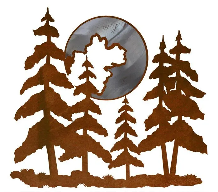Pine & Moon 20" Wall Art - Burnished