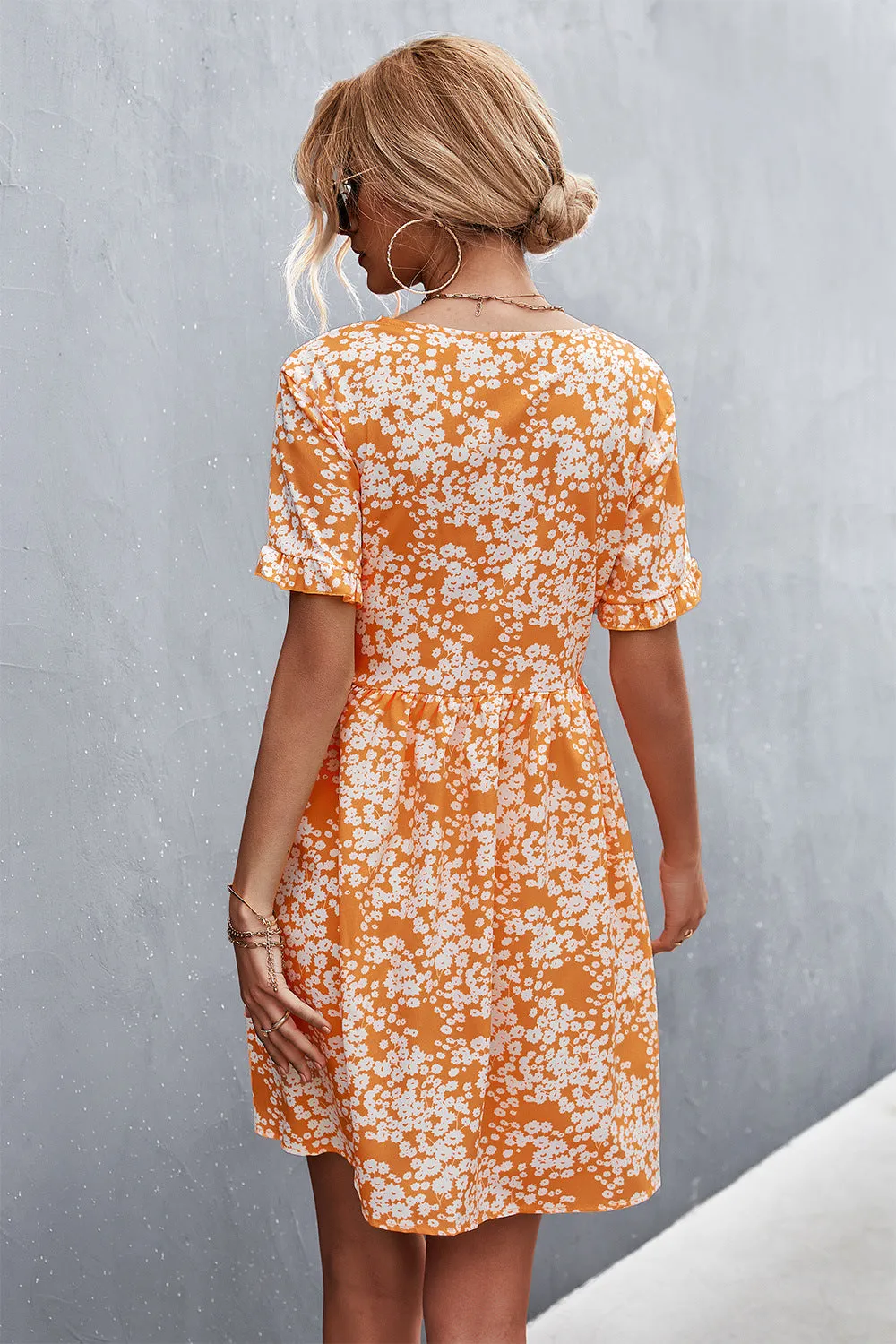 Printed Button Down Pocketed Dress