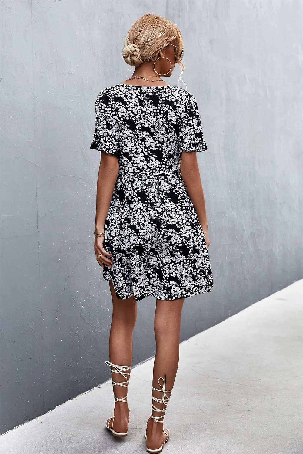 Printed Button Down Pocketed Dress