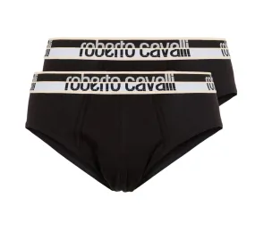 Roberto Cavalli Black Cotton Jersey Stretch Brief Slip-2-Pack-