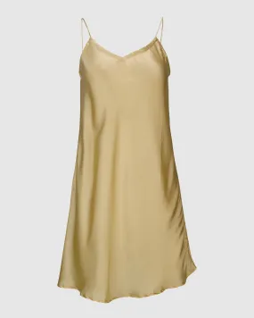 ROSE SILK SHORT SLIP DRESS IN CHAMPAGNE