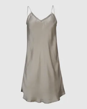 ROSE SILK SHORT SLIP DRESS IN MIST