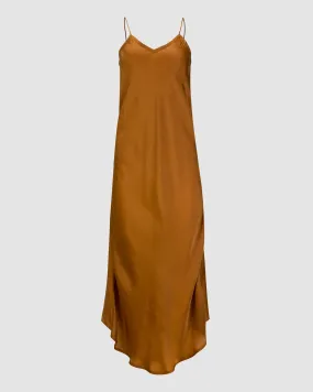 ROSE SILK SLIP DRESS IN SAFFRON