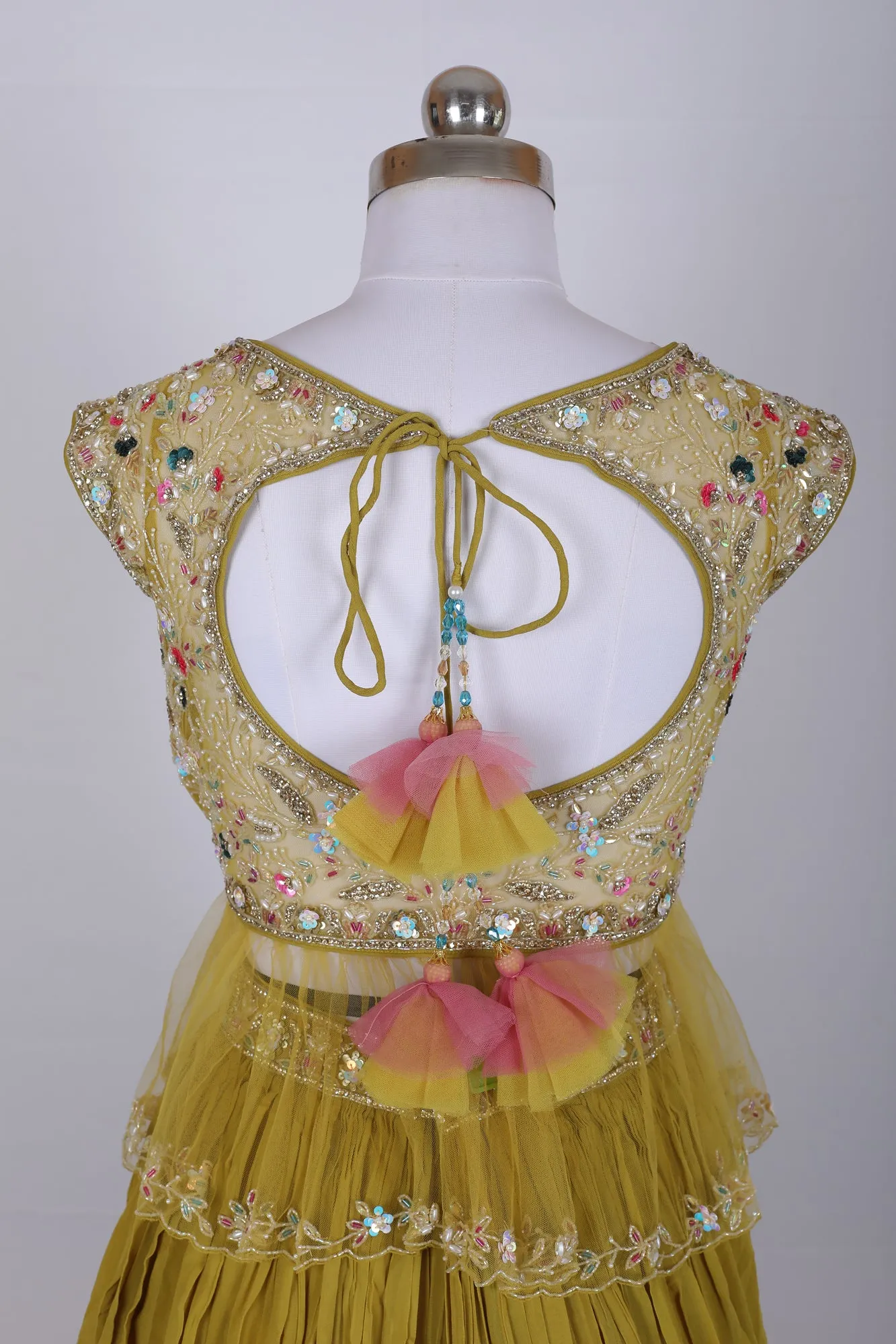 Sakkhi Style Olive Yellow Fancy Silk Lehenga Choli Set with Dupatta