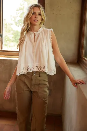 SALE - Holly Eyelet Trim Blouse