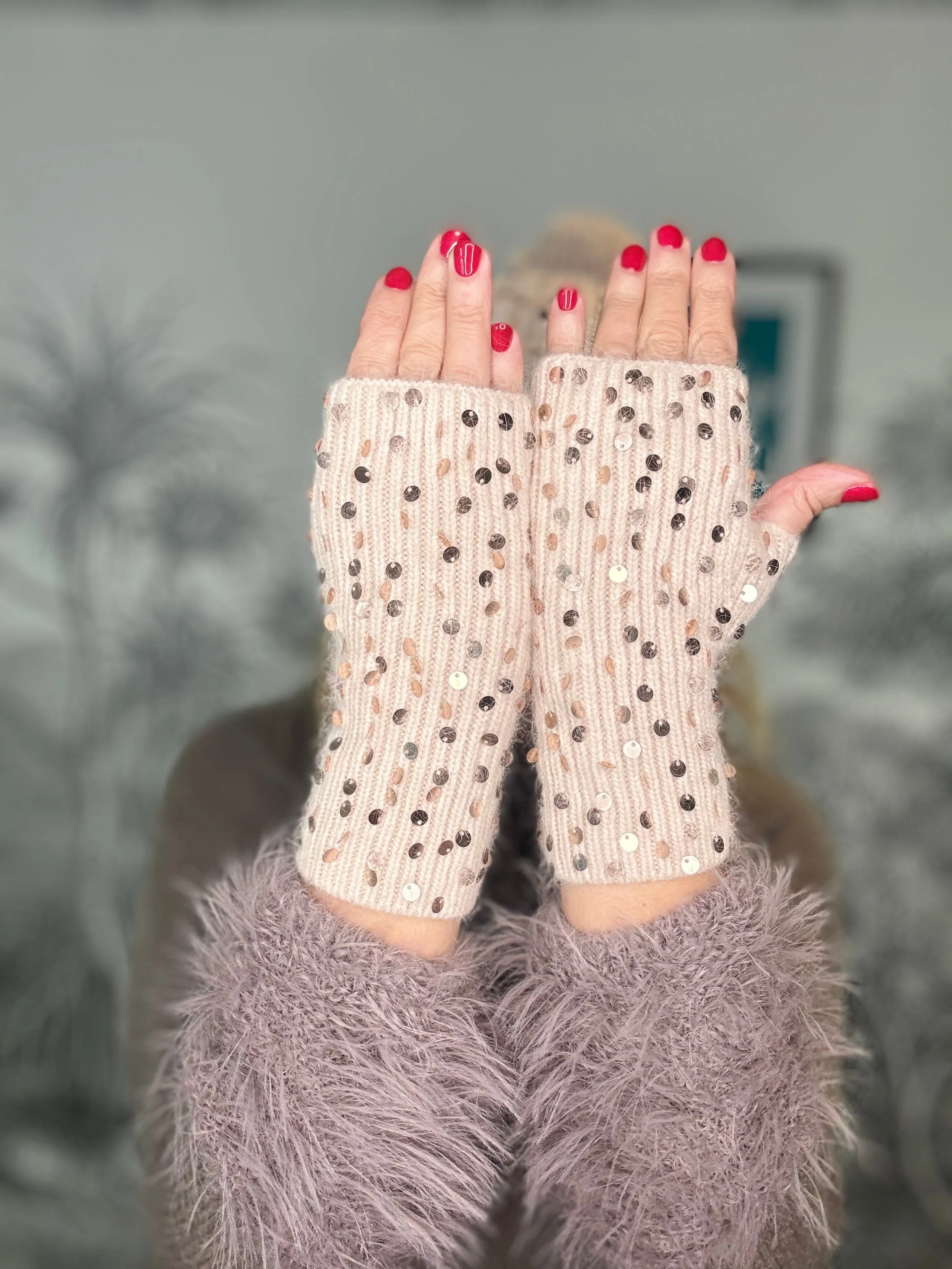 Scatter Sequin Fingerless Gloves