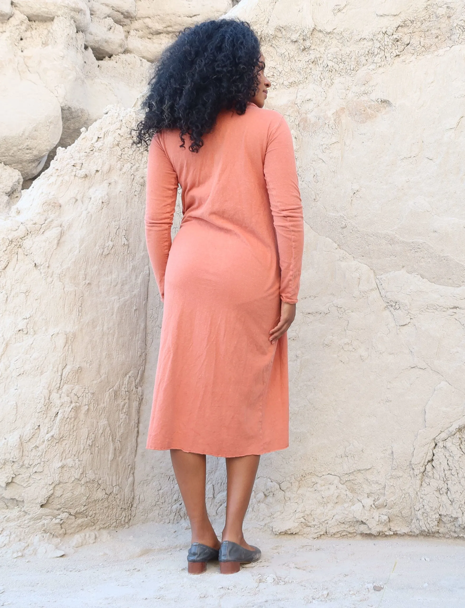 Shawl Collar Origami Below Knee Dress