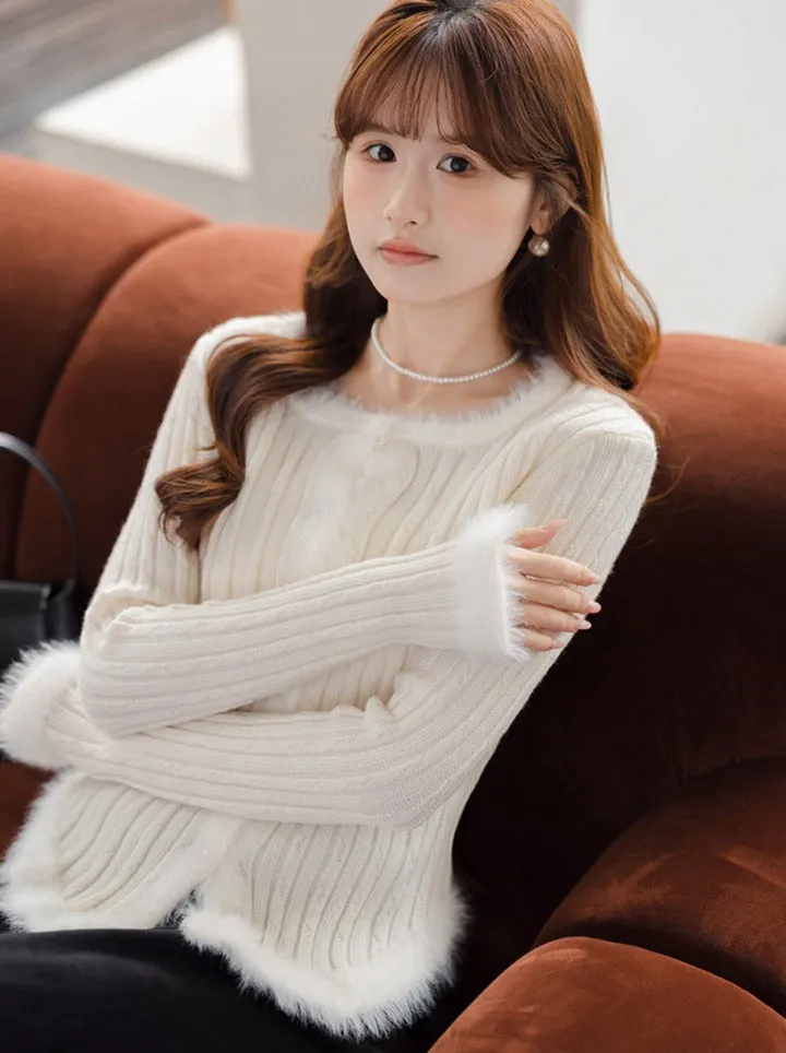 Slim Sweet Sweater Twisted Top Fur