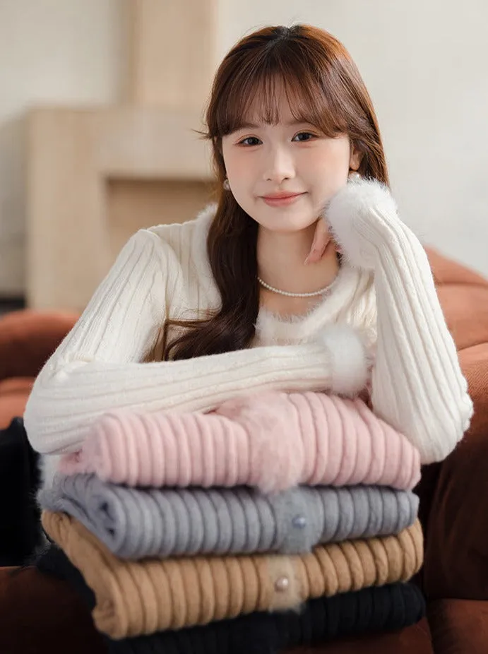 Slim Sweet Sweater Twisted Top Fur