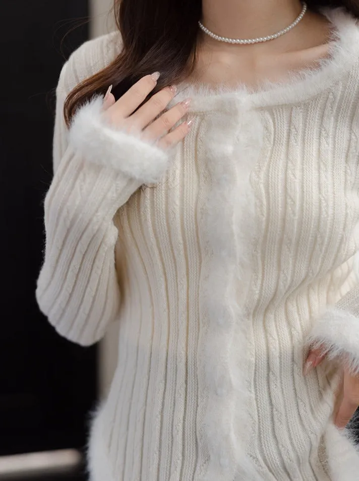 Slim Sweet Sweater Twisted Top Fur