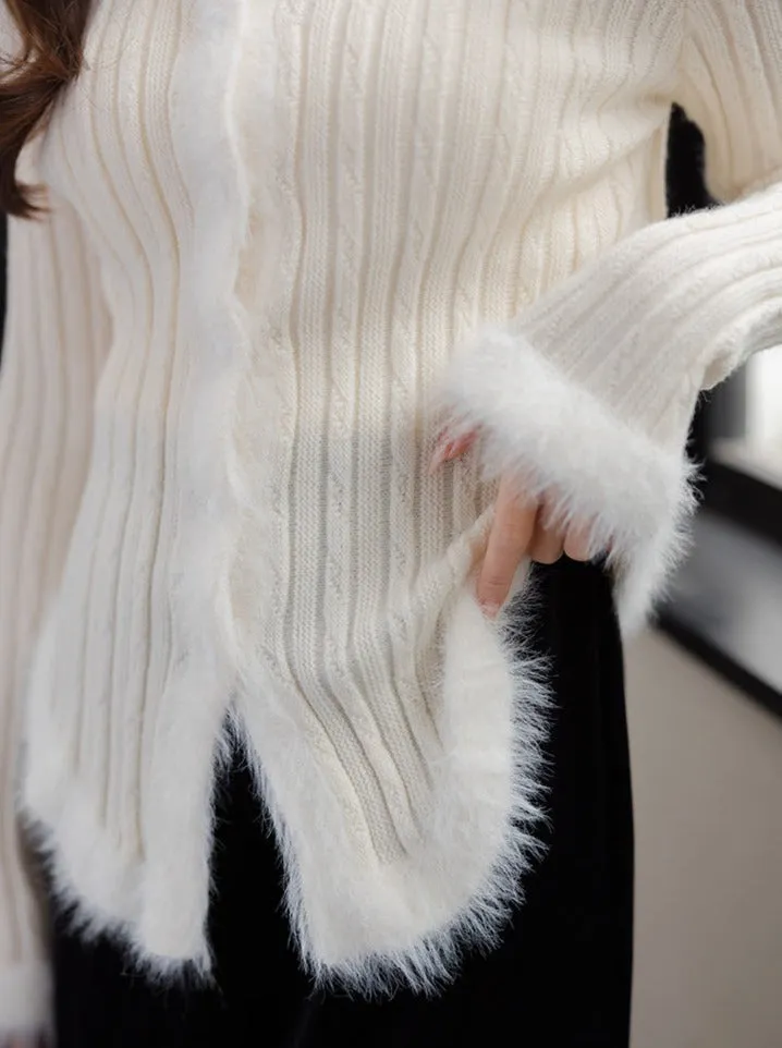 Slim Sweet Sweater Twisted Top Fur