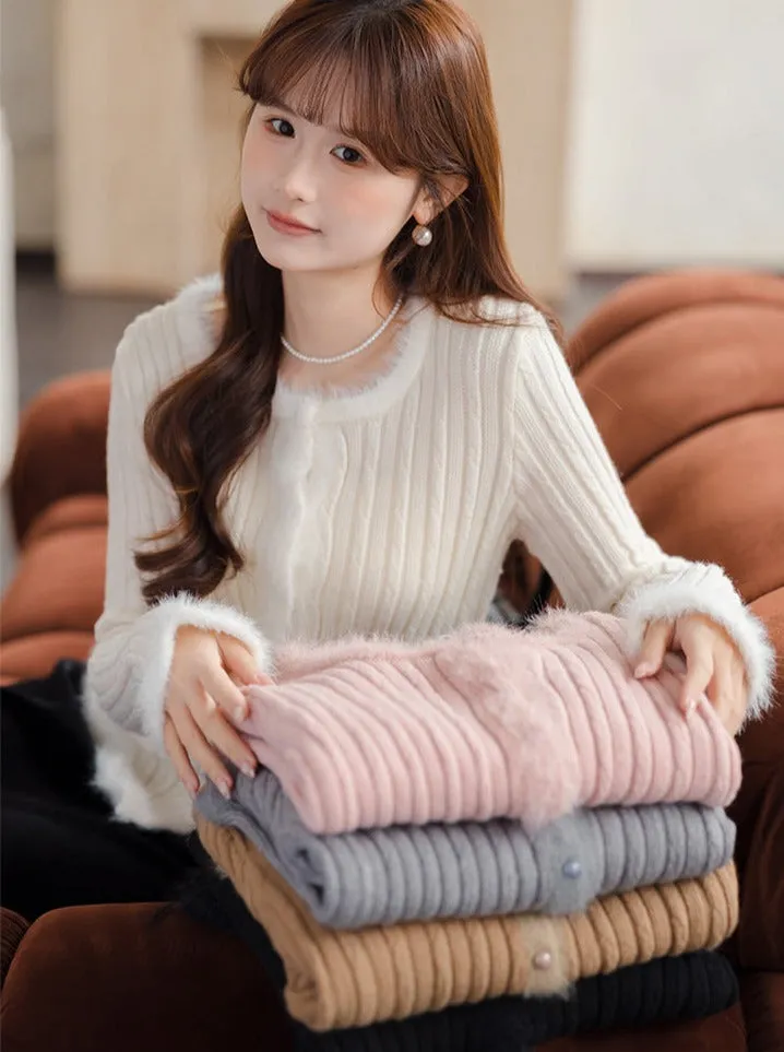 Slim Sweet Sweater Twisted Top Fur