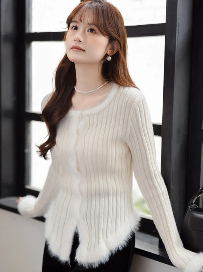 Slim Sweet Sweater Twisted Top Fur