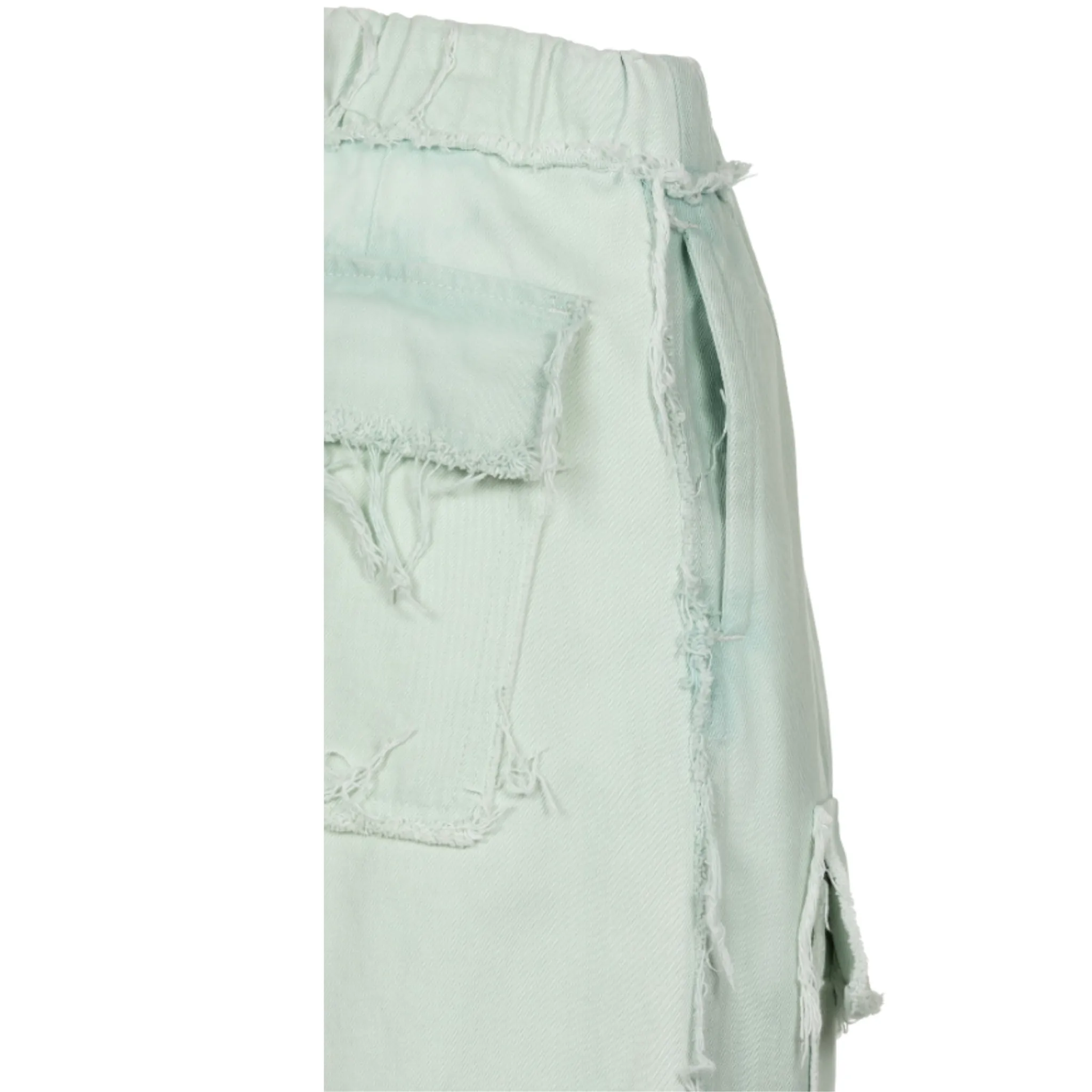 STONE WASHED FRAYED DENIM
