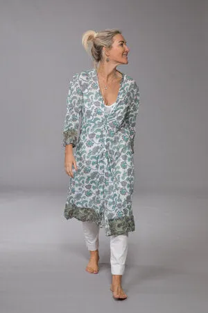 Sufiana Dress Hand Block Printed with Slip in Pure Cotton - Limited Edition A Few Pieces Left! Was £89 Now Only £45!
