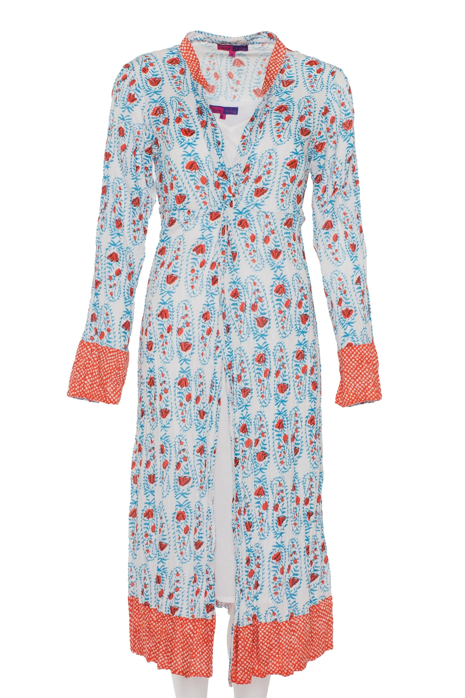 Sufiana Dress Hand Block Printed with Slip in Pure Cotton - Limited Edition A Few Pieces Left! Was £89 Now Only £45!