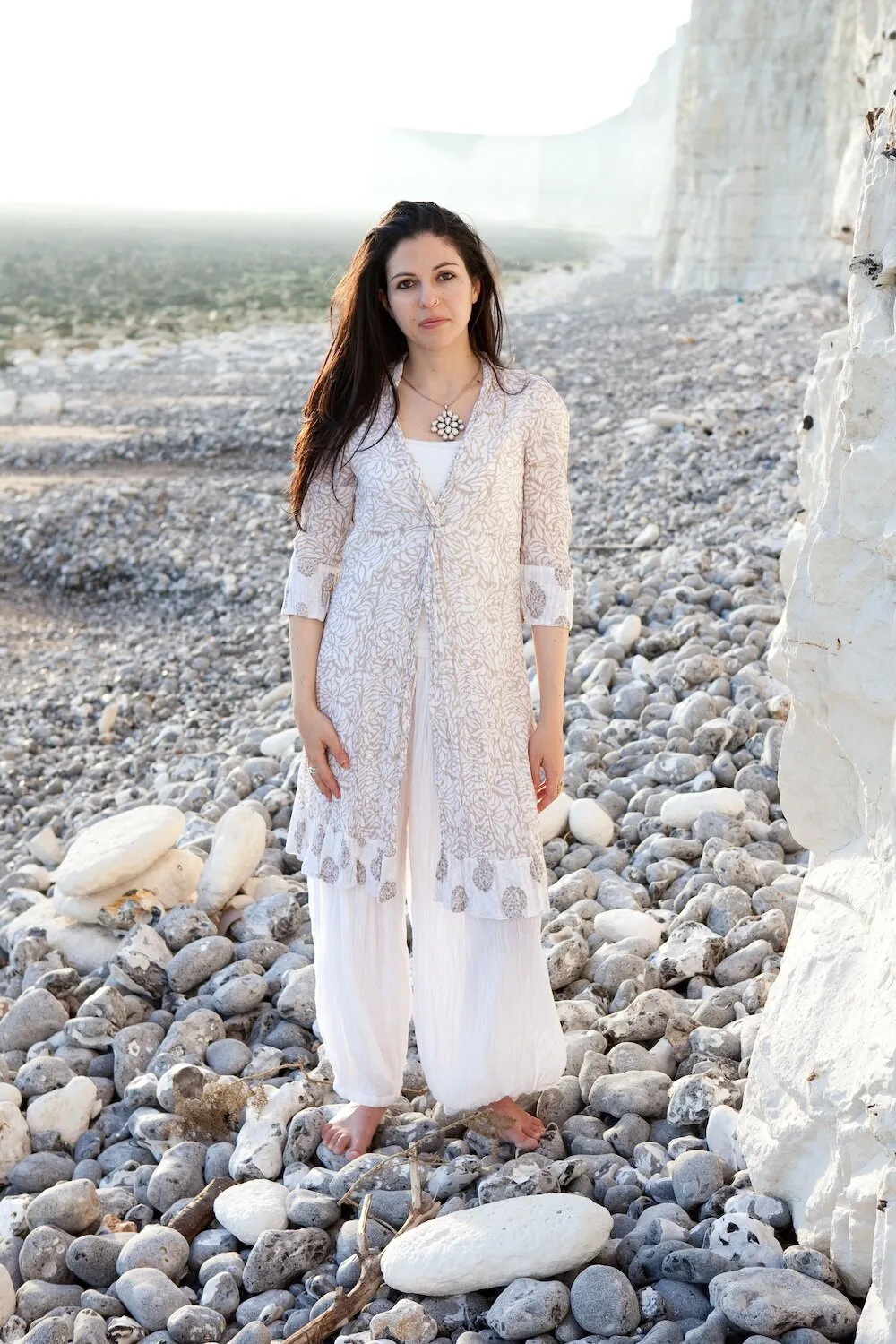 Sufiana Dress Hand Block Printed with Slip in Pure Cotton - Limited Edition A Few Pieces Left! Was £89 Now Only £45!
