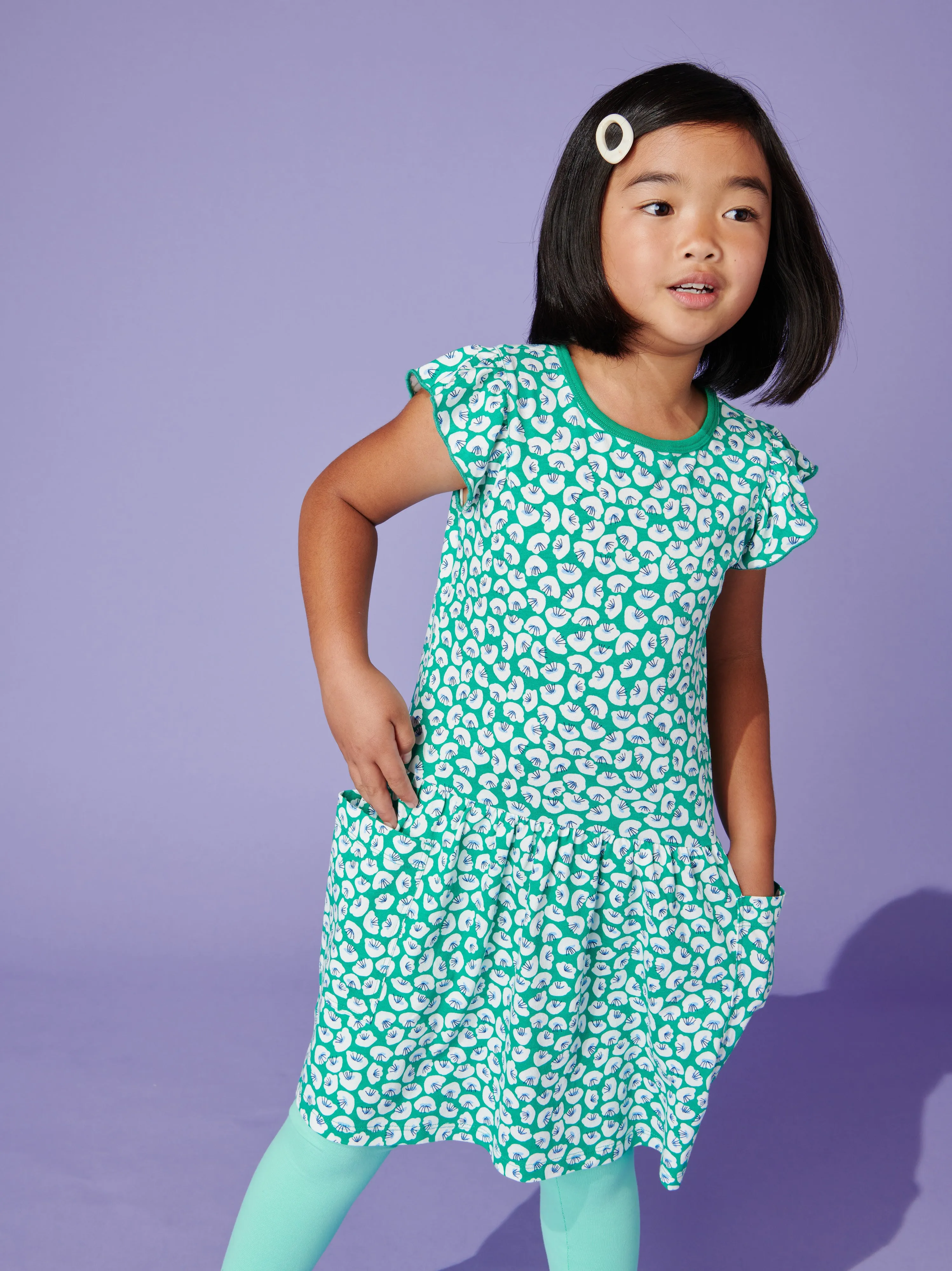 Tea Flutter Sleeve Pocket Dress