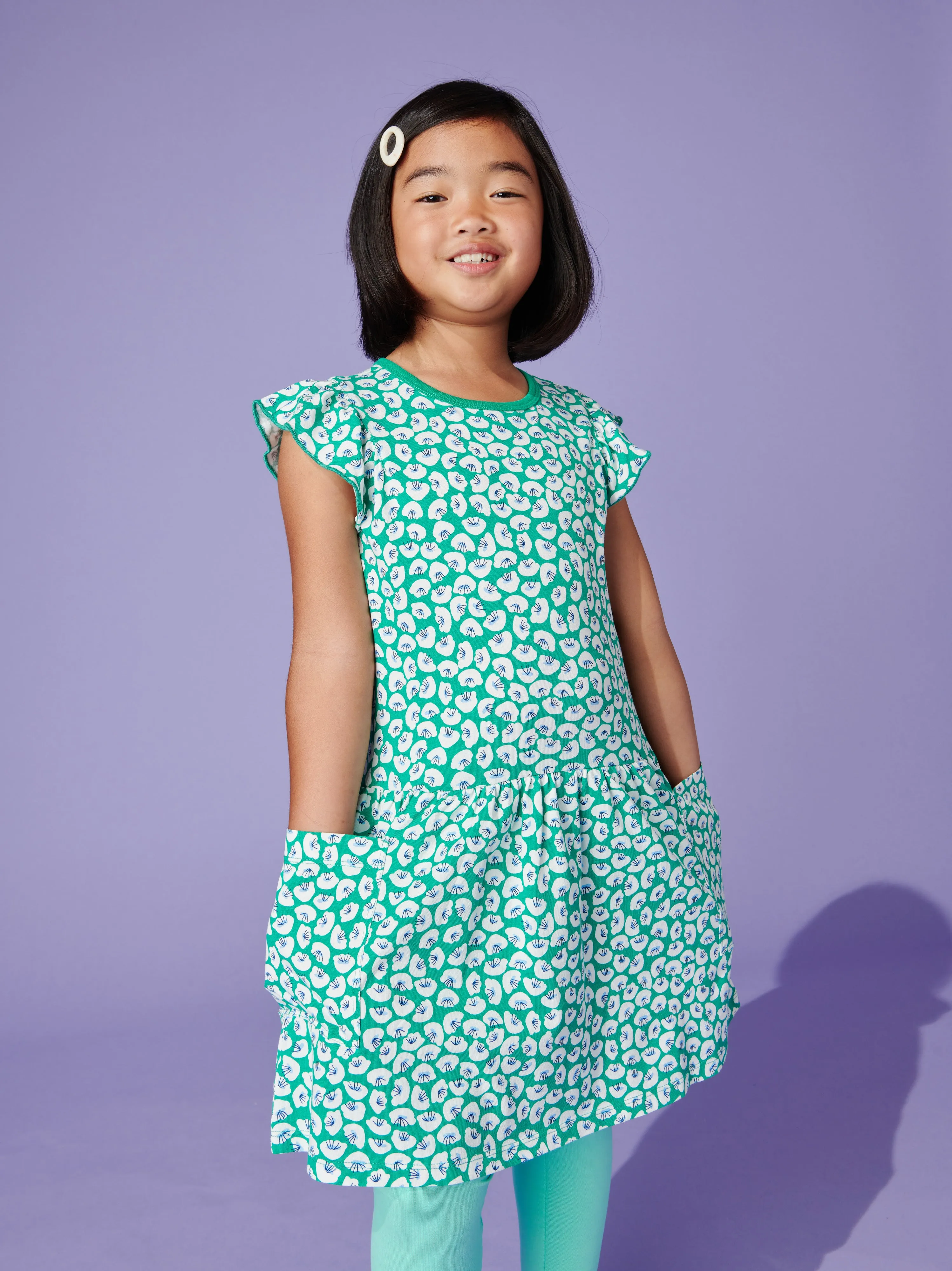 Tea Flutter Sleeve Pocket Dress