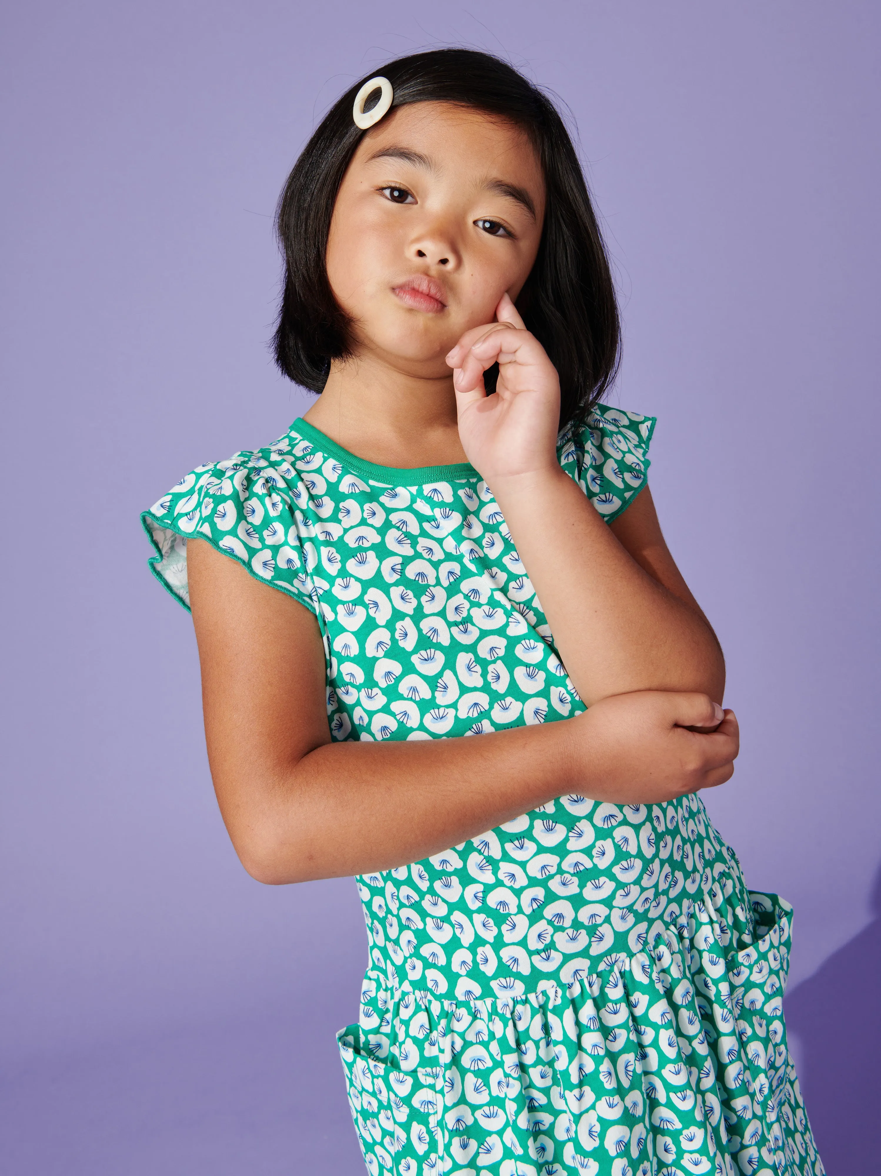 Tea Flutter Sleeve Pocket Dress