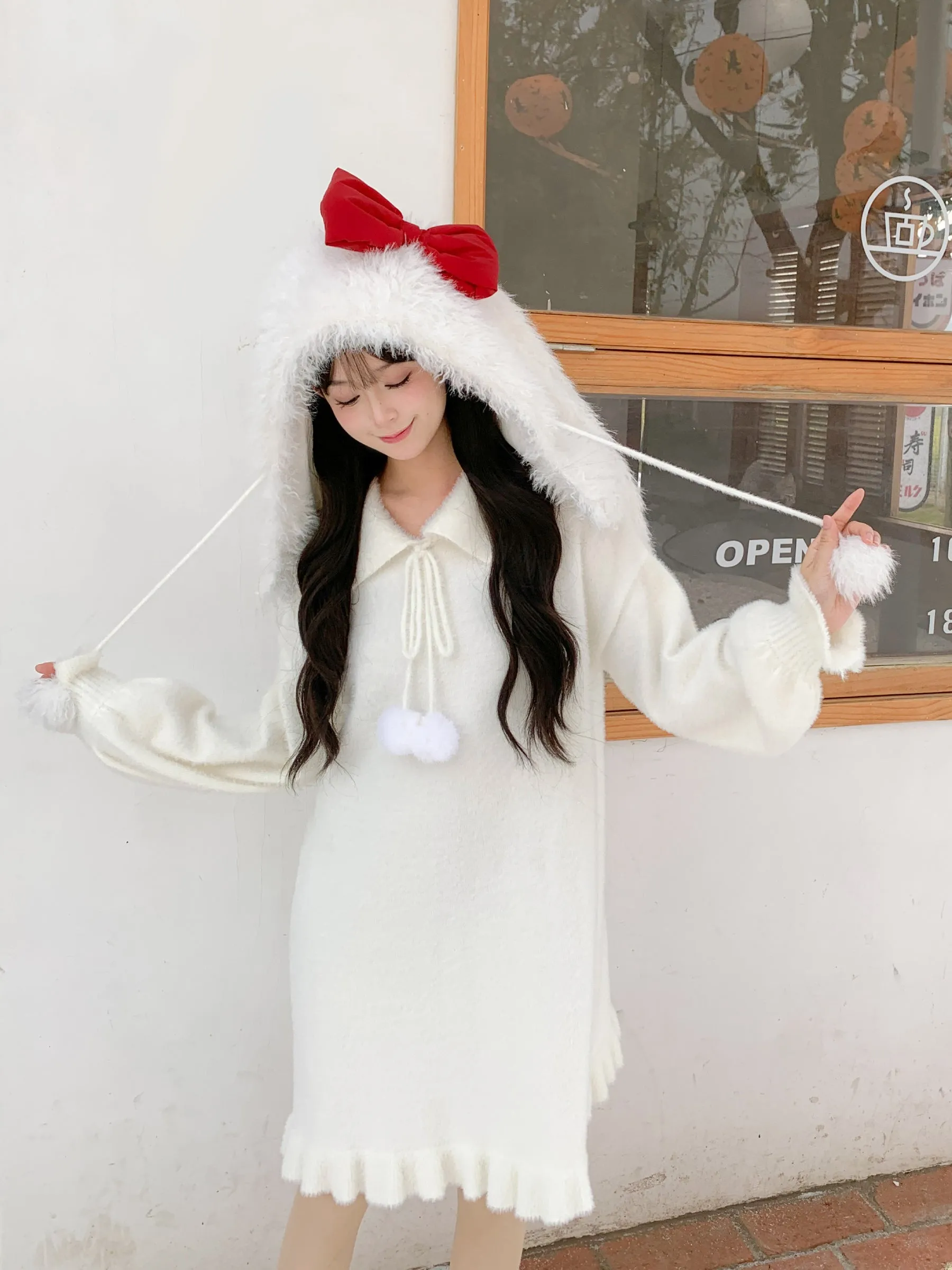 The First Snow Imitation Mink Knit Cozy Dress