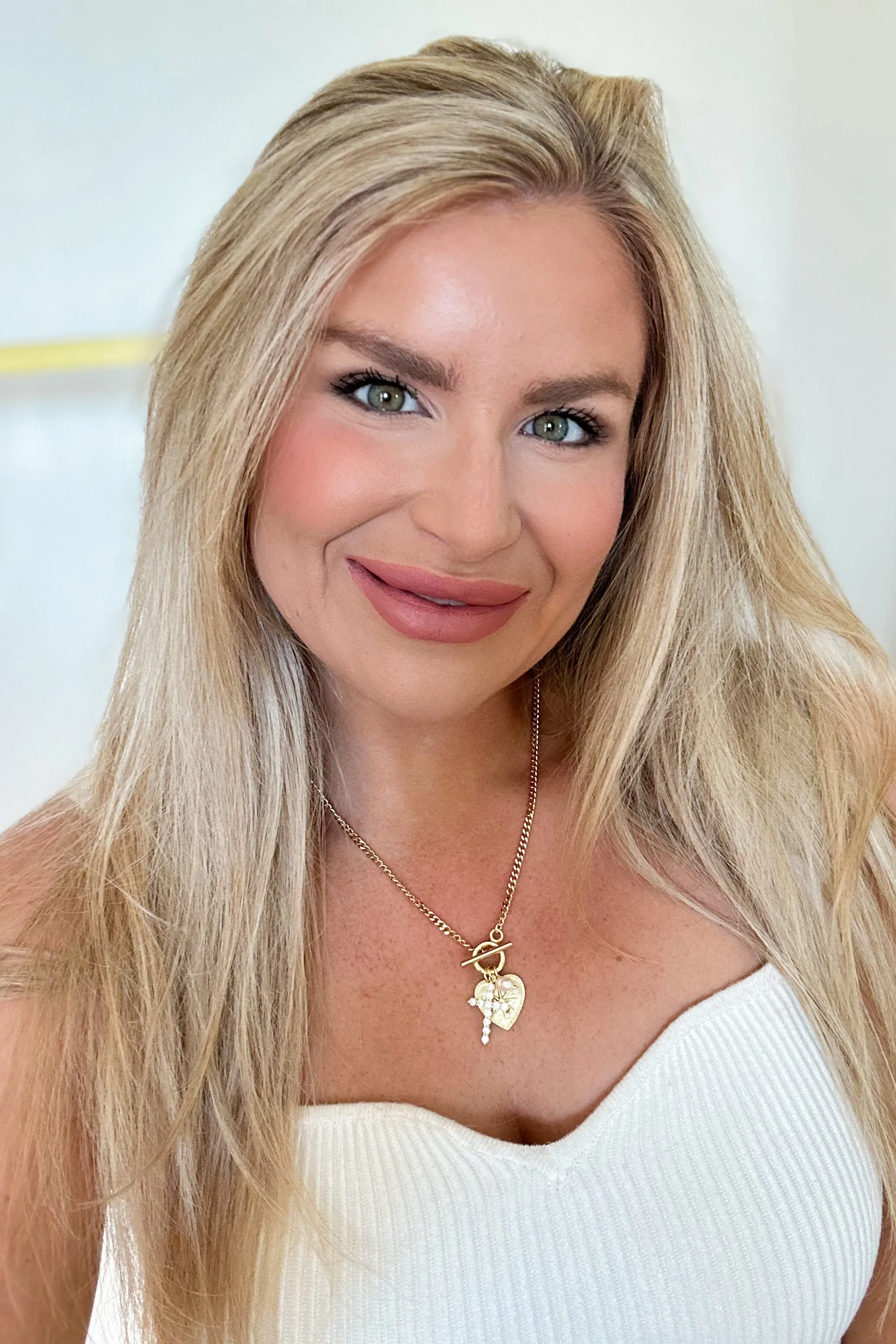 Treasure Jewels Crystal Heart and Cross Charm Necklace