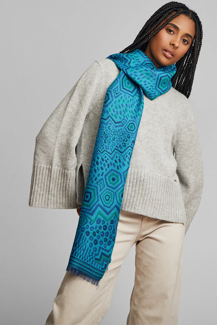 Wife Scarf Baby Alpaca Color Blue