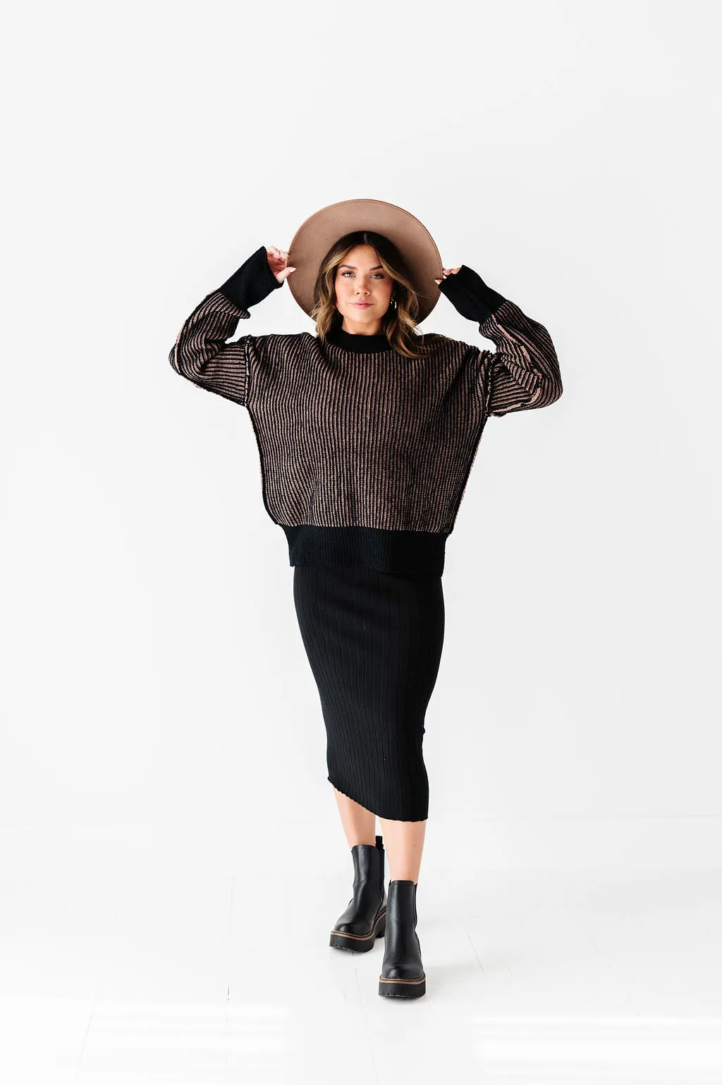 Willow Sweater Dress in Black - Size X-Large & 1X Left