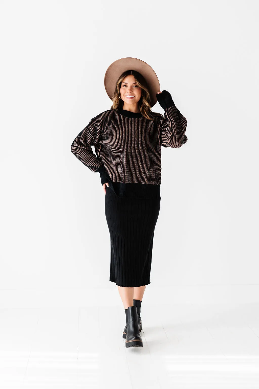 Willow Sweater Dress in Black - Size X-Large & 1X Left