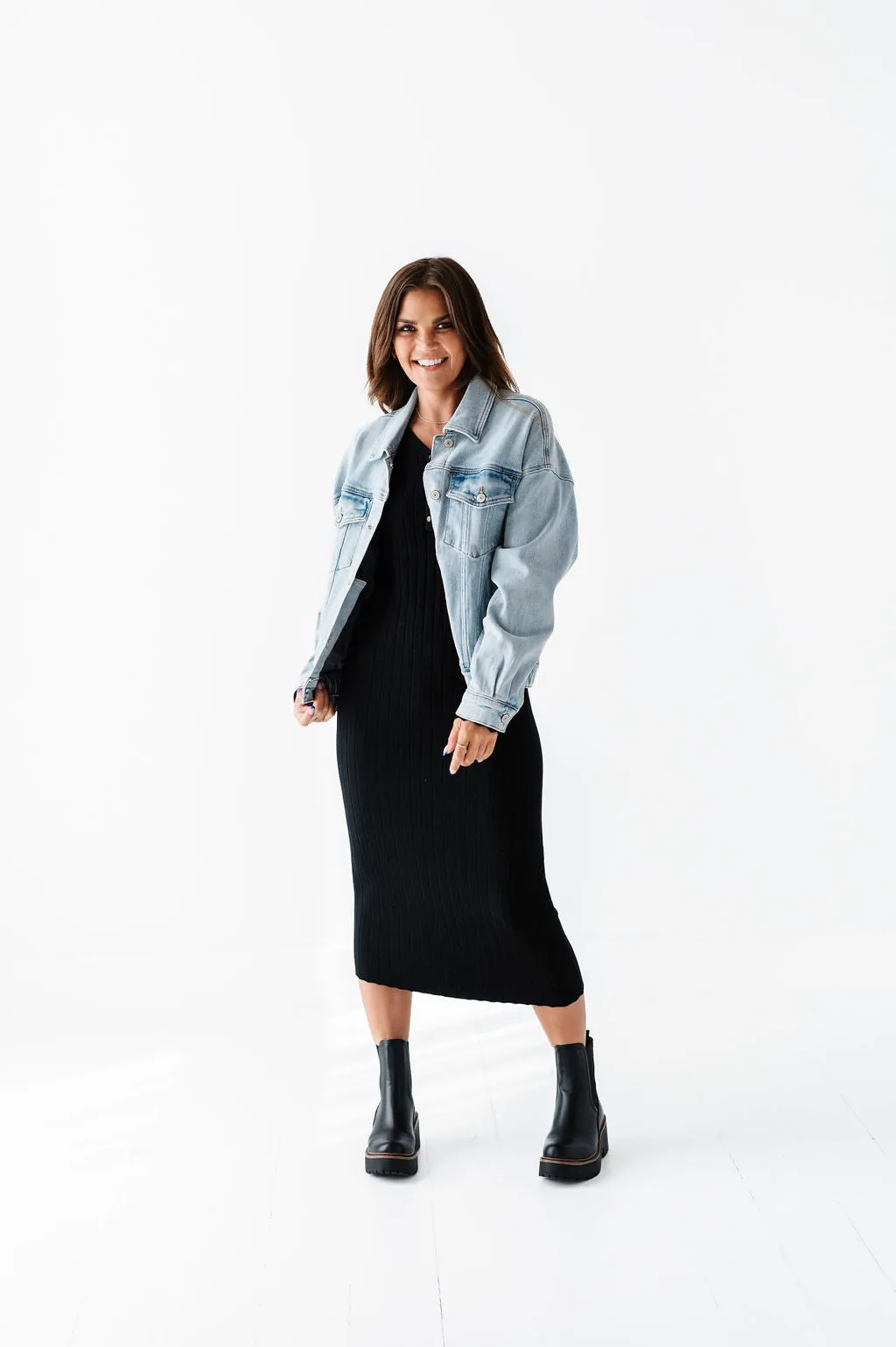 Willow Sweater Dress in Black - Size X-Large & 1X Left