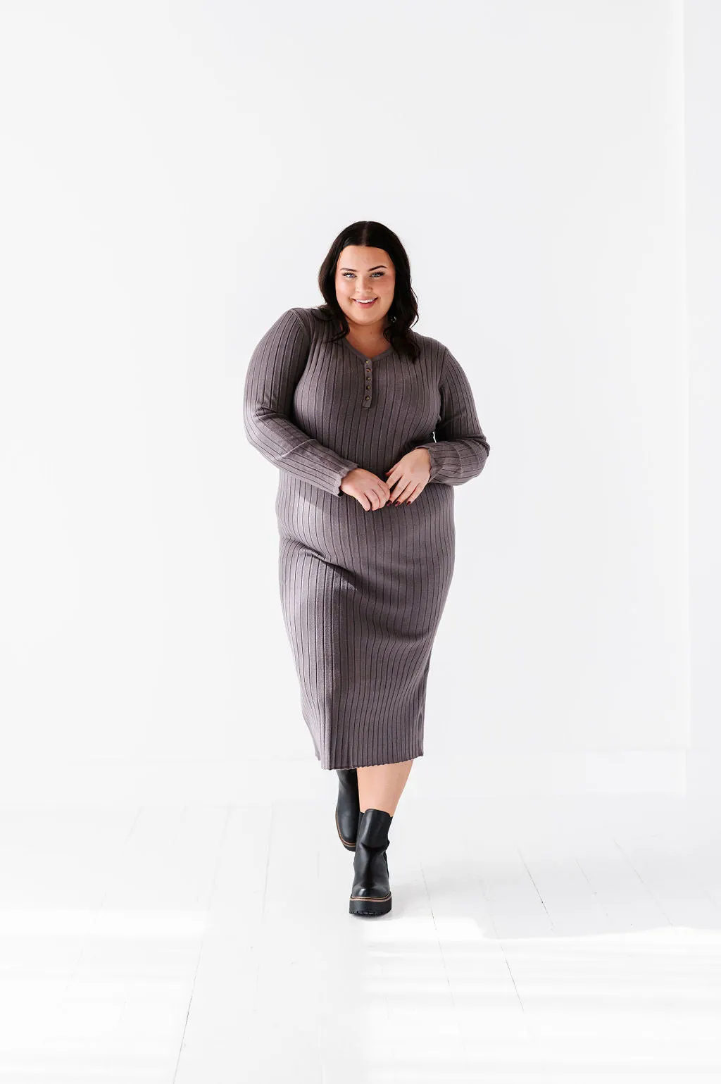 Willow Sweater Dress in Charcoal