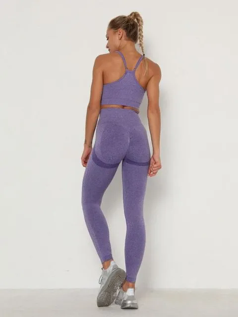 Wjczt Women&#39;s Sets Skinny Tracksuit Breathable Bra Long Sleeve Top Seamless Outfits High Waist Push Up Leggings Gym Clothes Sport Suit