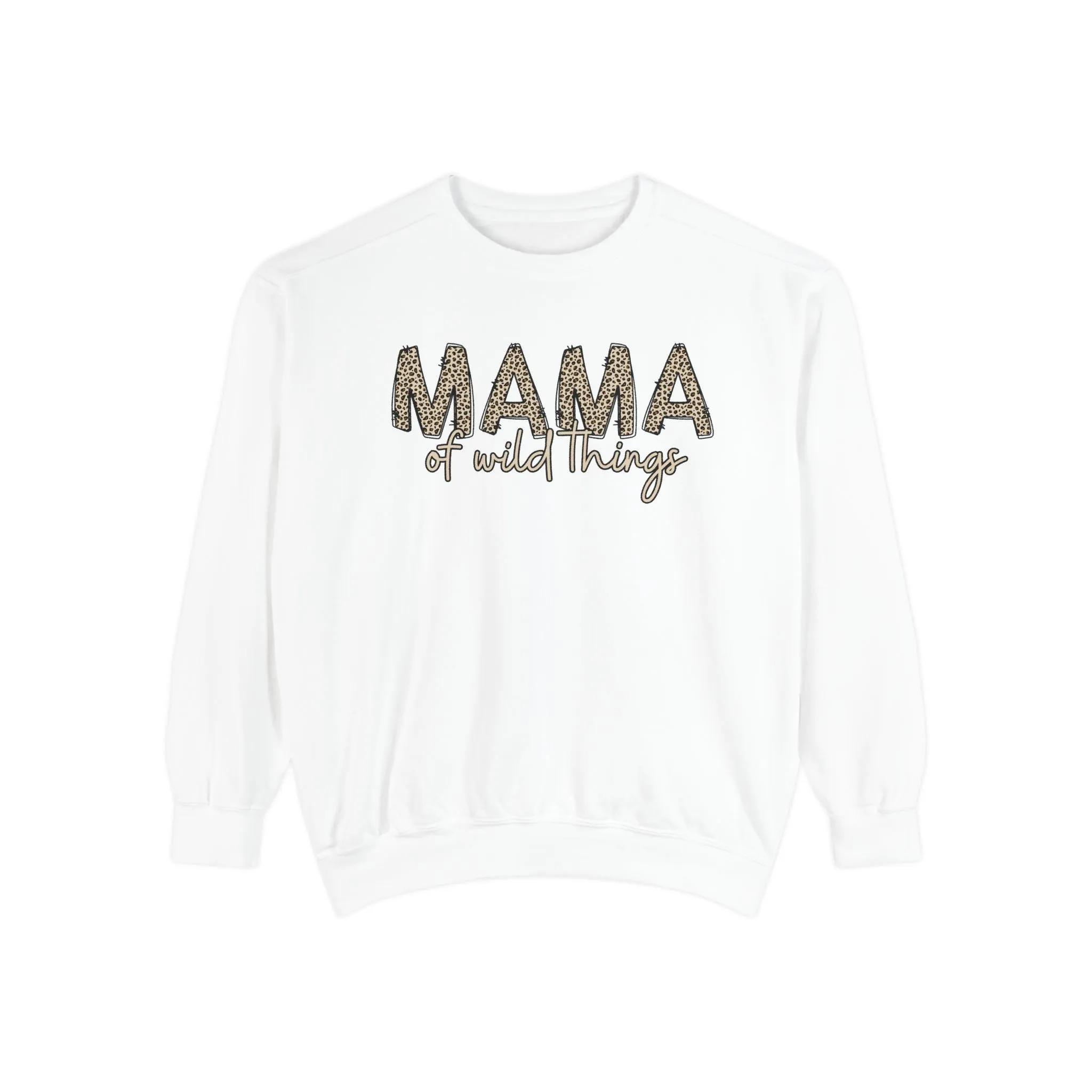 Women’s Comfort Colors Sweatshirt – “MAMA of Wild Things” Leopard Print Design | Cozy and Stylish Mom Pullover