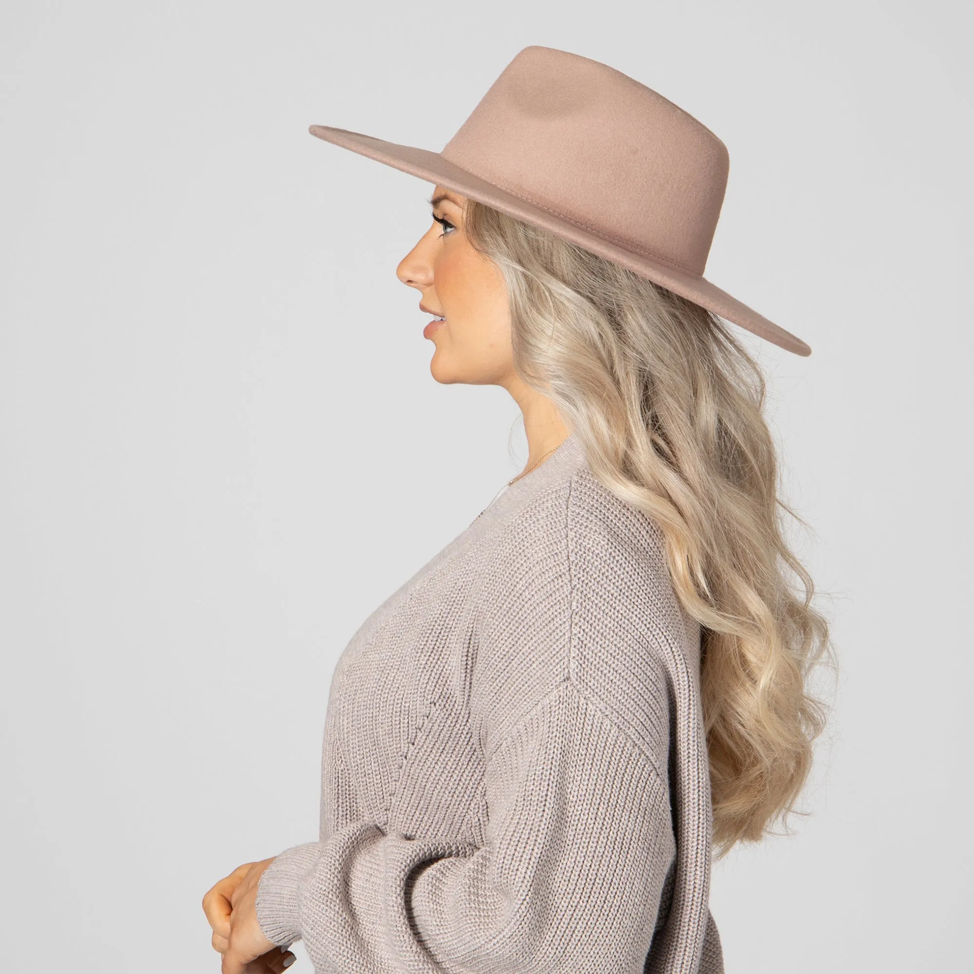 Women's Faux Felt Wide Brim Fedora