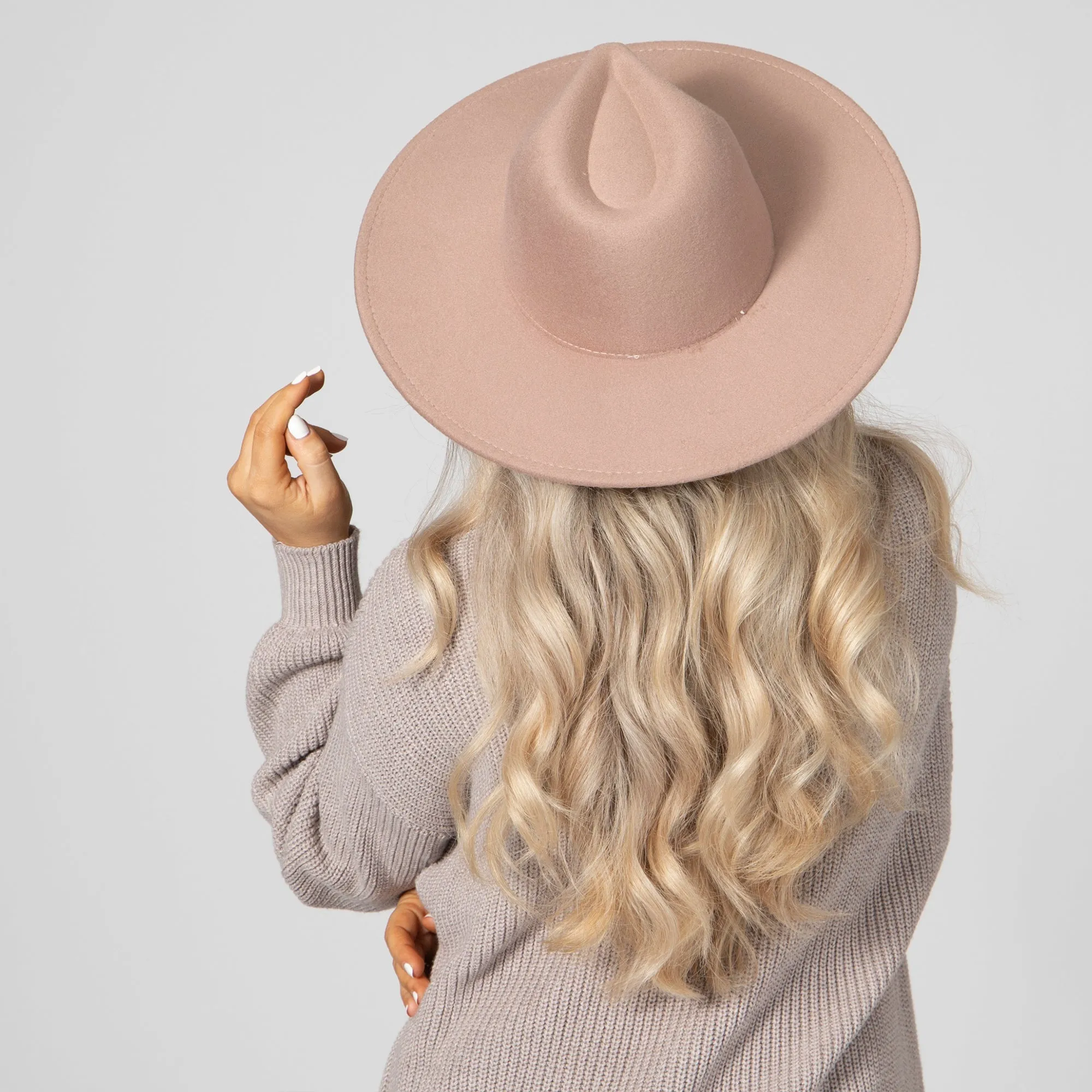 Women's Faux Felt Wide Brim Fedora