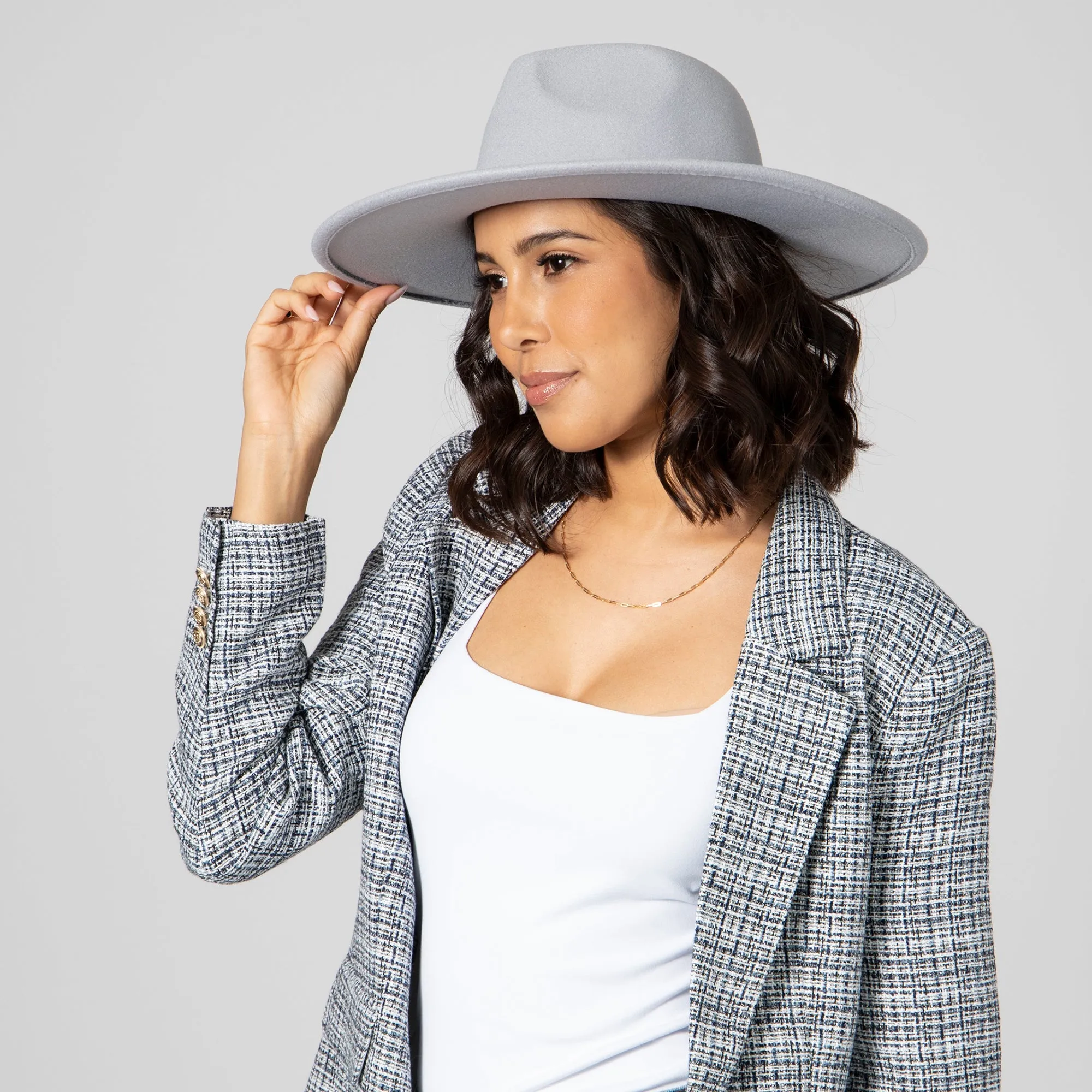 Women's Faux Felt Wide Brim Fedora
